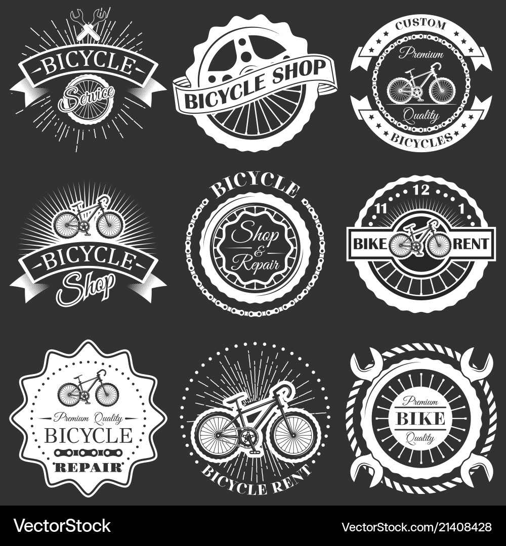 Retro Bike Repair & Service Labels Vector Image
