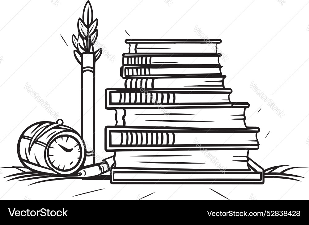 Tome and texture symbolic book stack icon inkwell Vector Image
