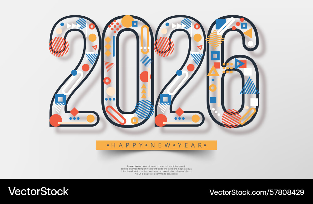 2026 year number with abstract geometric shapes Vector Image