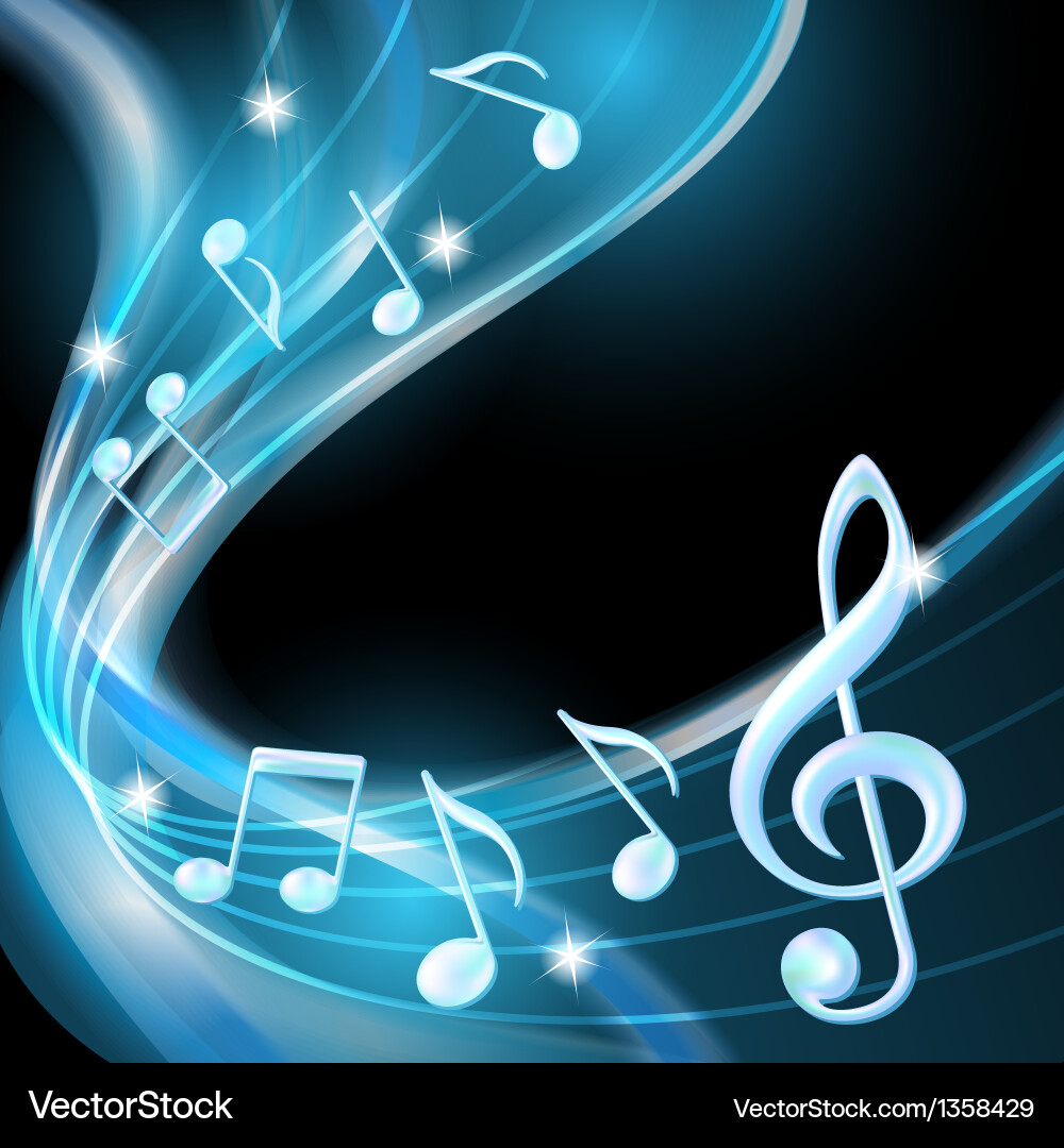 Blue abstract notes music background Royalty Free Vector