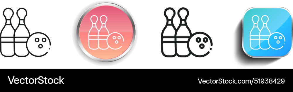 Bowling icon thin linear regular and button style vector image