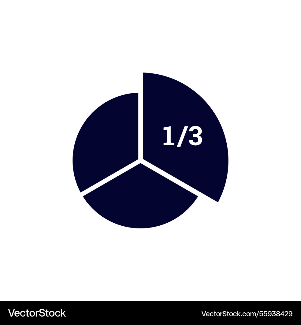 Circular pie chart displaying one third section vector image