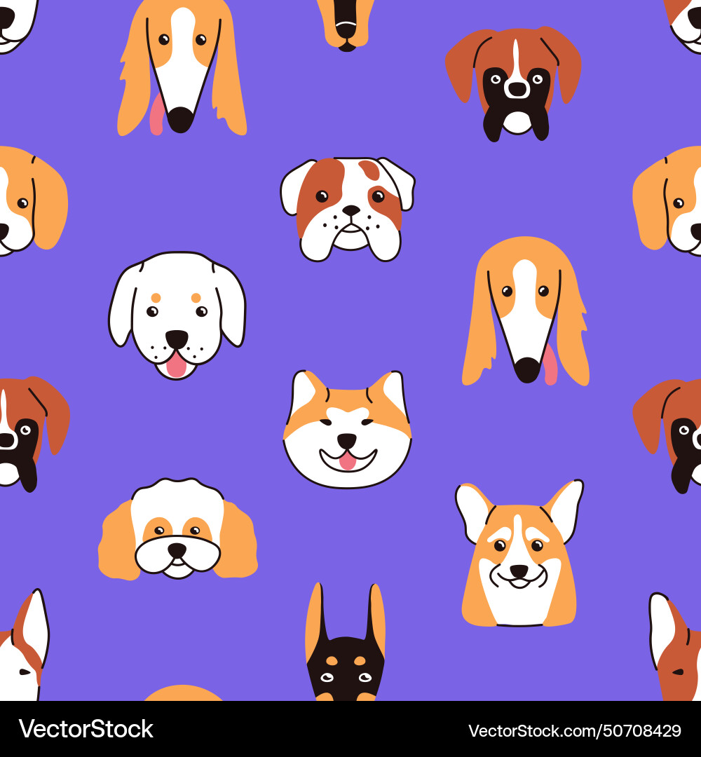 Endless print of pup muzzles repeatable pattern Endless print of pup muzzles repeatable pattern vector image