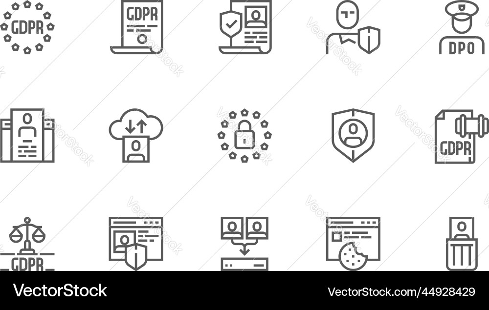 Gdpr line icons set Gdpr line icons set vector image