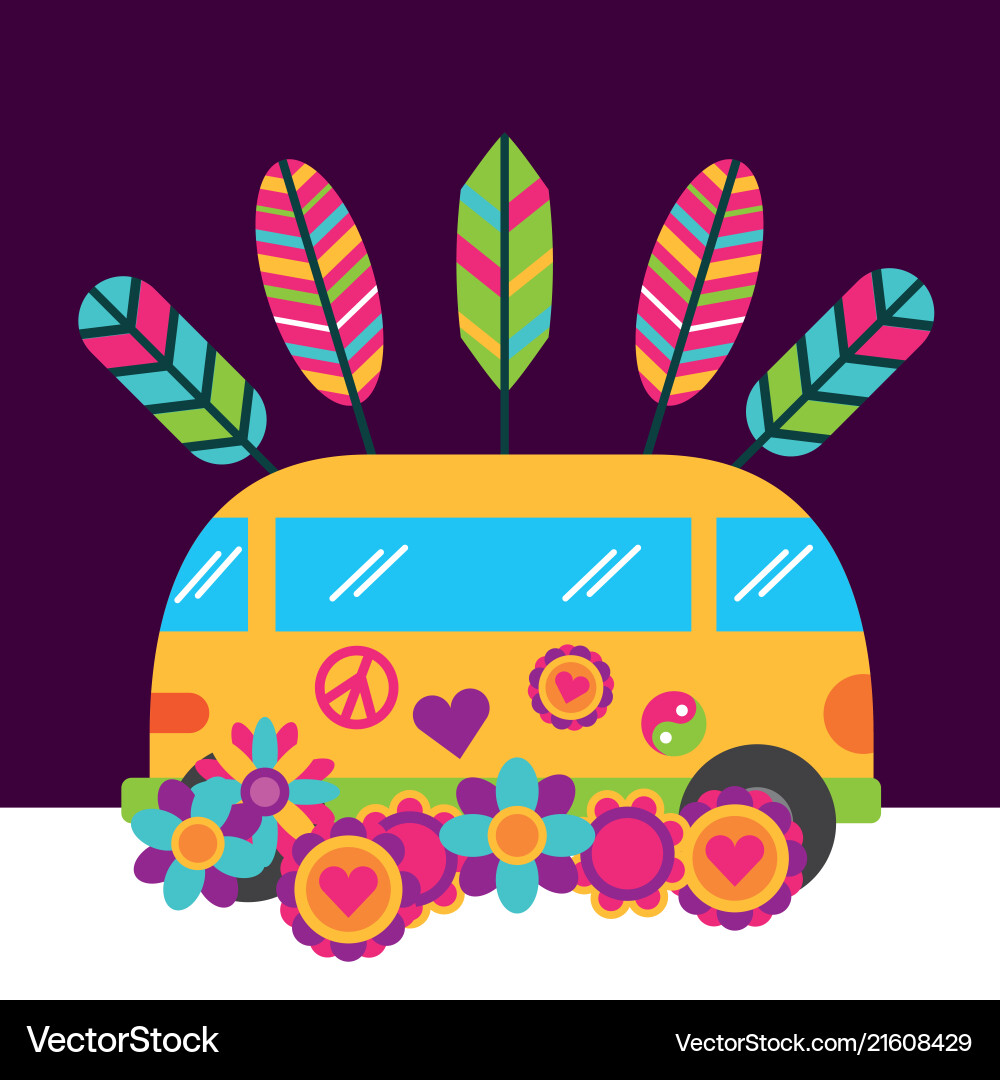 Hippie Retro Vintage Blumen van freier Geist Hippie Retro Vintage Blumen van freier Geist vektorbild