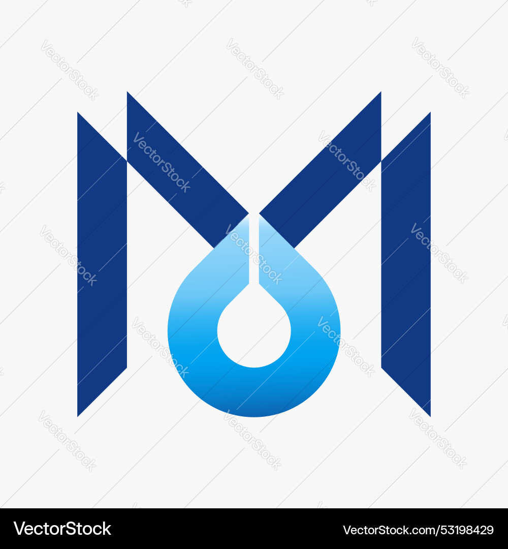 M Initial mit Wassertropfen Logo Design Vorlage M Initial mit Wassertropfen Logo Design Vorlage vektorbild