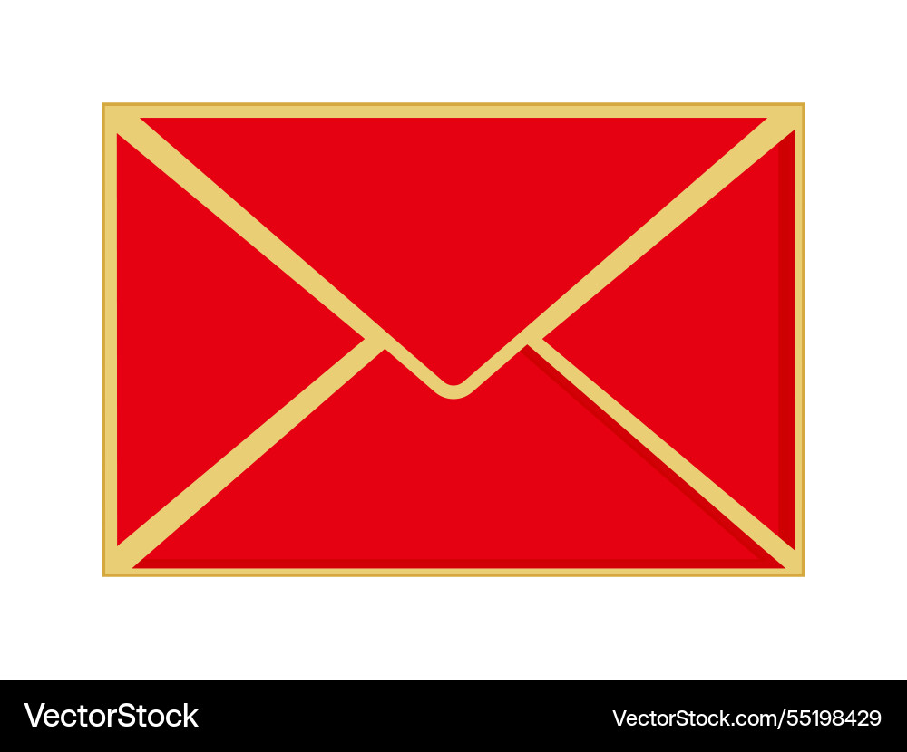 Red rectangular envelope with golden outline Vector Image