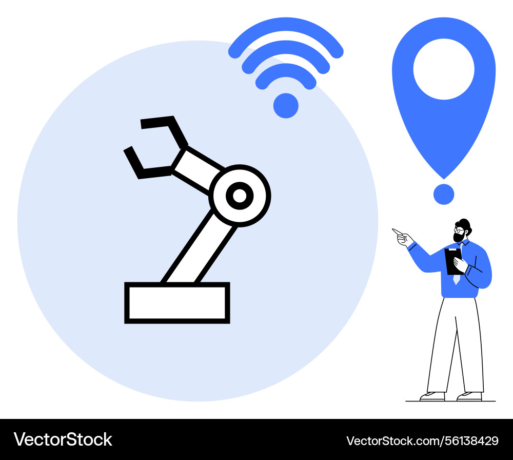 Robotic arm controlled via wireless technology Vector Image