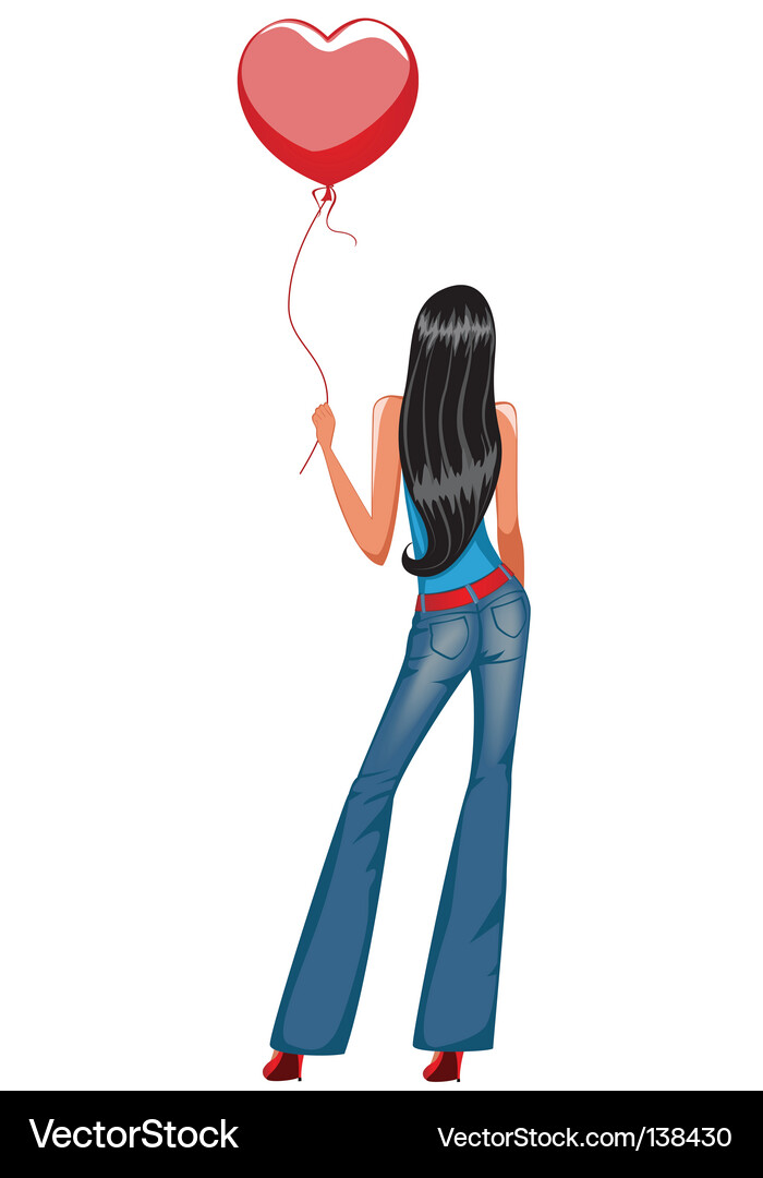 Attractive Girl with Red Balloon Vector Image