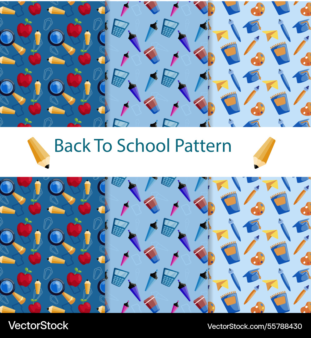 Back to school pattern collection with flat design Vector Image