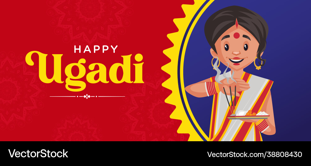 Banner Design glücklich ugadi Banner Design glücklich ugadi vektorbild