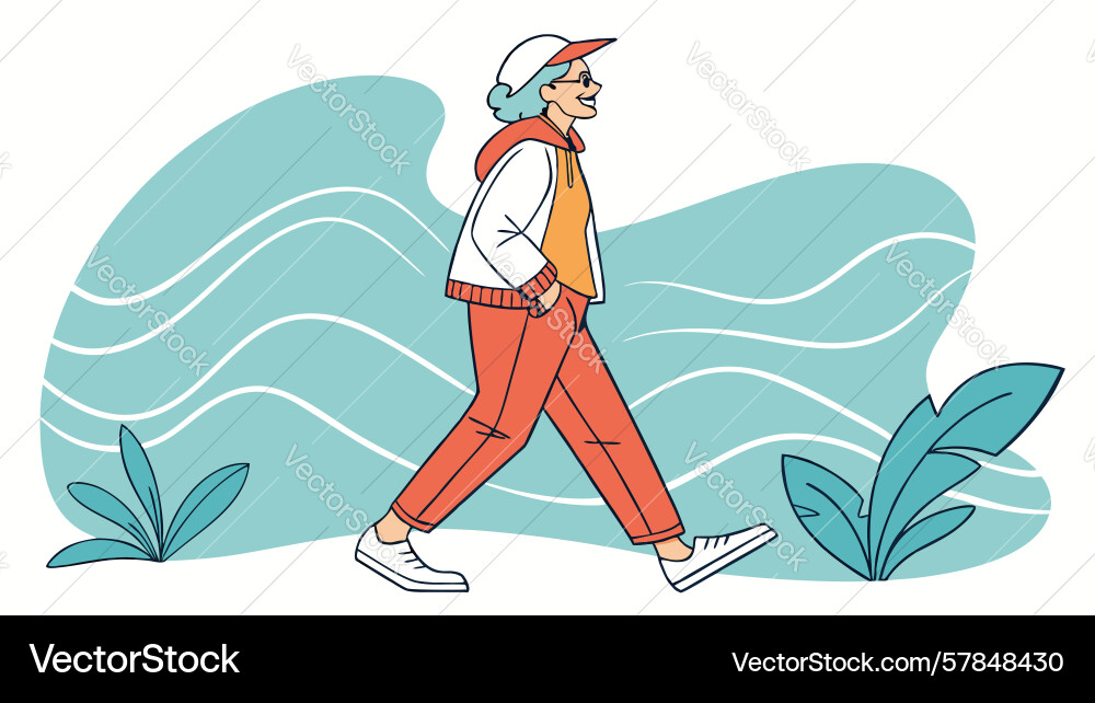 Dynamic person walking active movement design Vector Image
