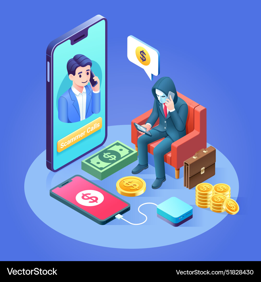 Fraud scammer isometric Fraud scammer isometric vector image