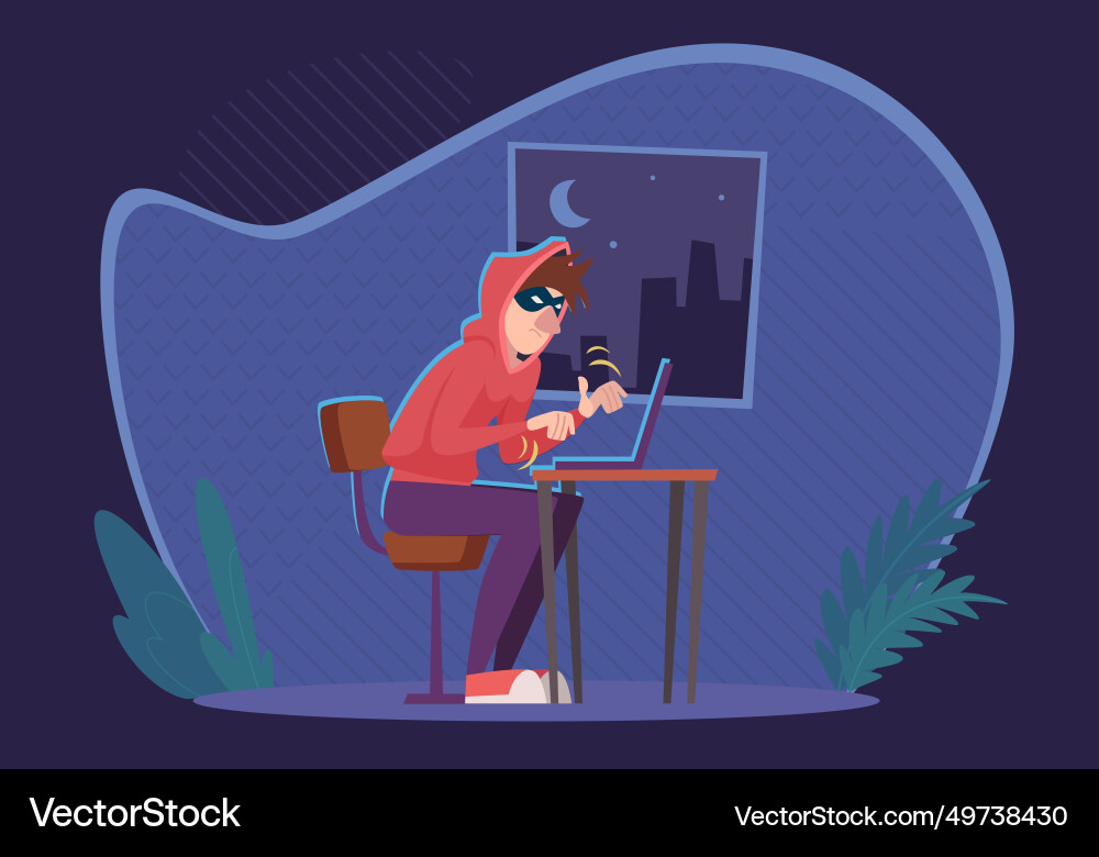 Hacker online thief working firewall hacking Hacker online thief working firewall hacking vector image