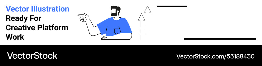 Man pointing with growth arrows symbolizing Man pointing with growth arrows symbolizing vector image