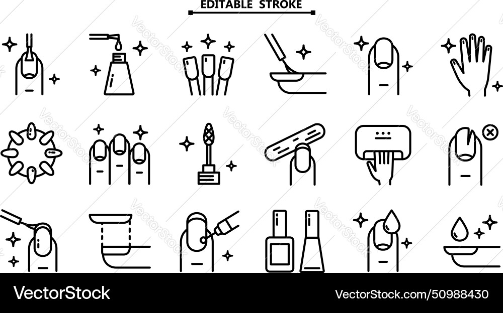 Manicure icon set tools for cosmetic beauty Manicure icon set tools for cosmetic beauty vector image