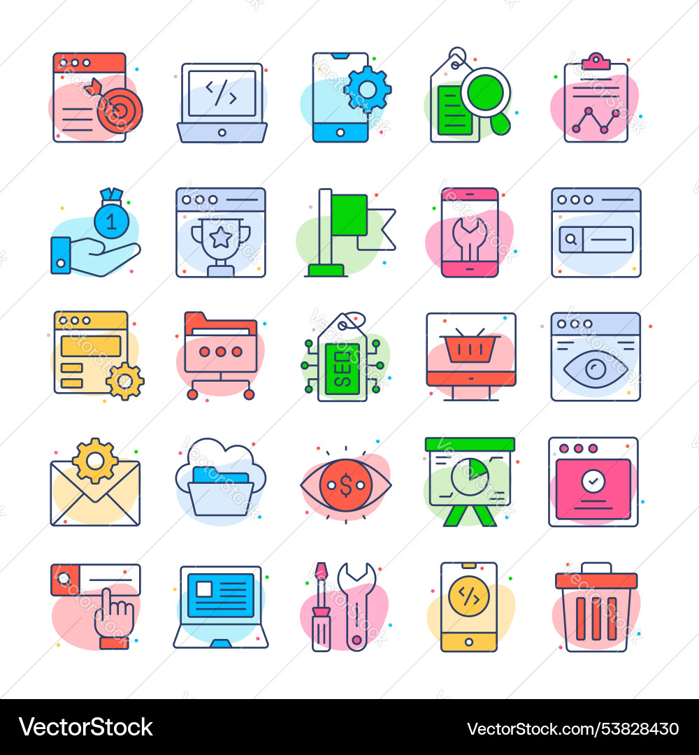 Search engine optimization and web icons set vector image