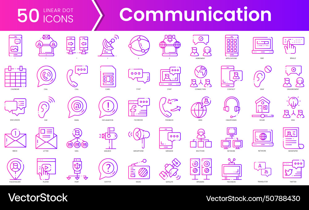Set of communication icons gradient style icon vector image