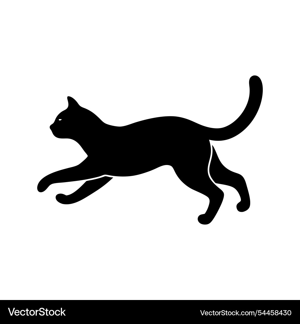 Silhouette of a cat jumping and running in motion Silhouette of a cat jumping and running in motion vector image