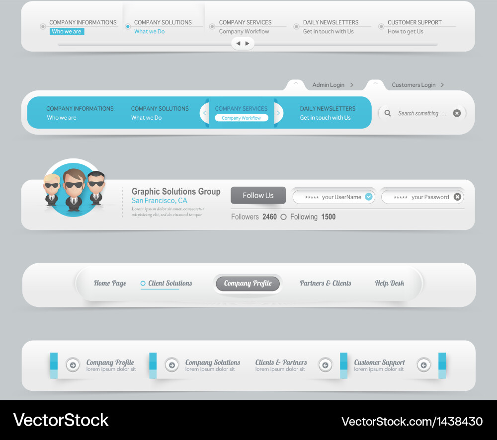 Website Menu Icon Set vector image