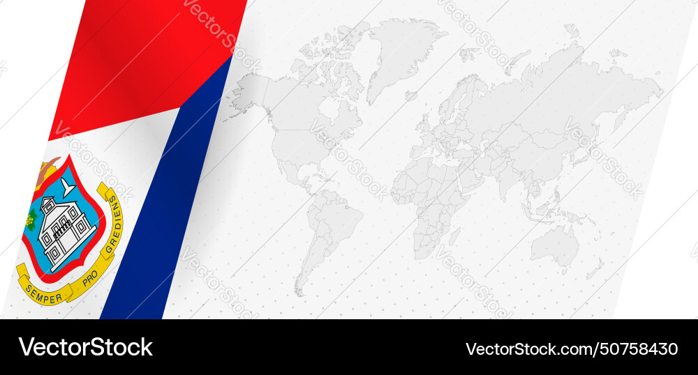 World map in modern style with flag of sint vector image