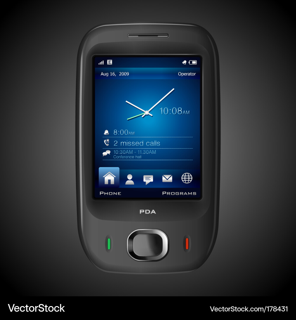Black PDA Smartphone Interface Vector Image