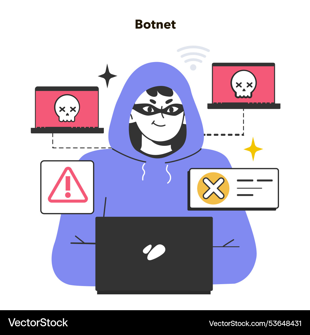 Botnet Netzwerk von Computern mit Malware infiziert Botnet Netzwerk von Computern mit Malware infiziert vektorbild