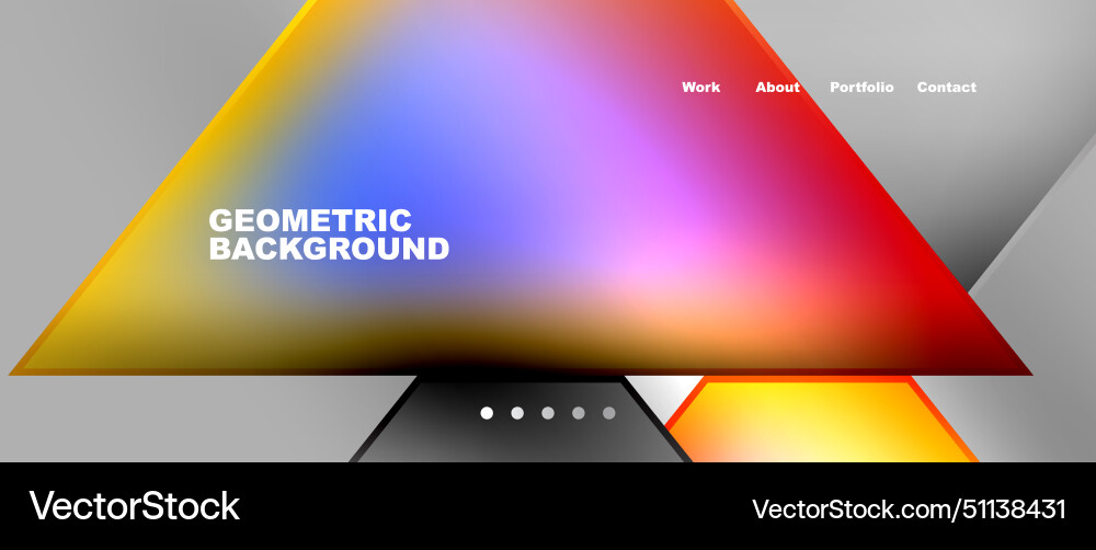 Geometric design with colorful triangles on gray Geometric design with colorful triangles on gray vector image