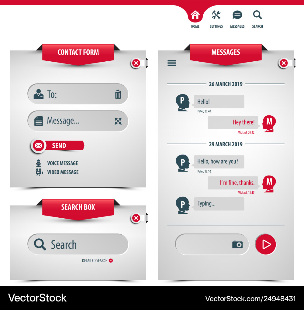 Messaging App UI Template vector image