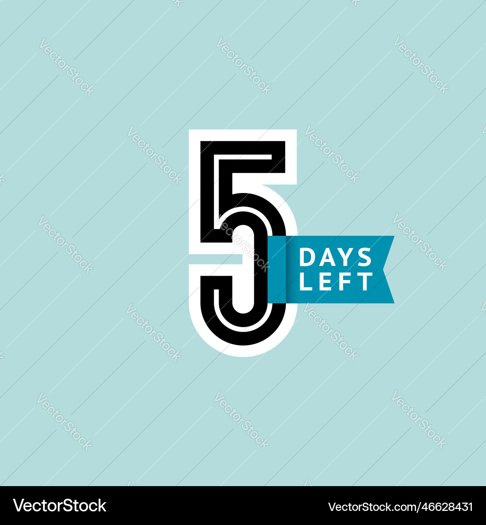 Number 5 countdown left days the counter five day Vector Image