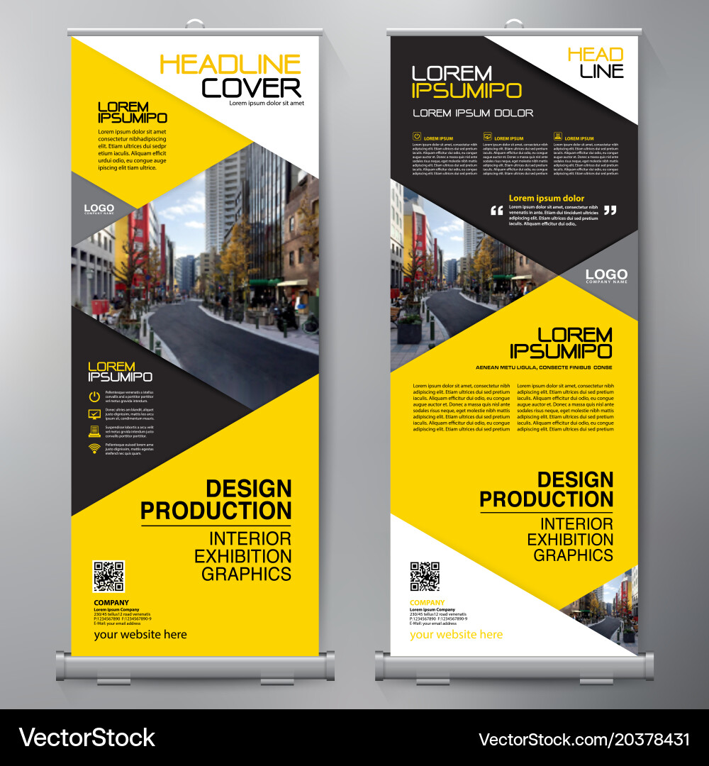 Roll Up Banner Stand Display Template Vector Image