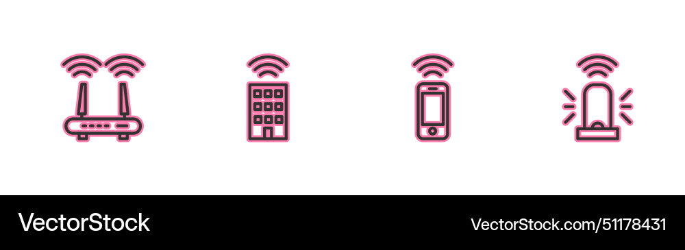 Set line router and wi-fi signal wireless Vector Image