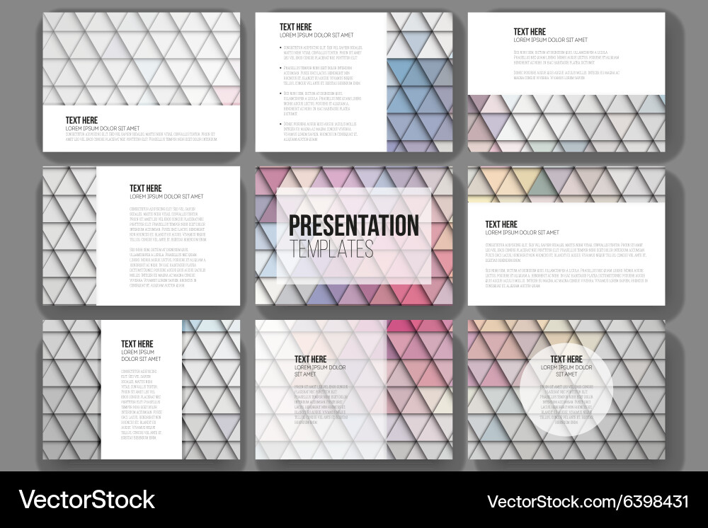 Set of 9 templates for presentation slides vector image