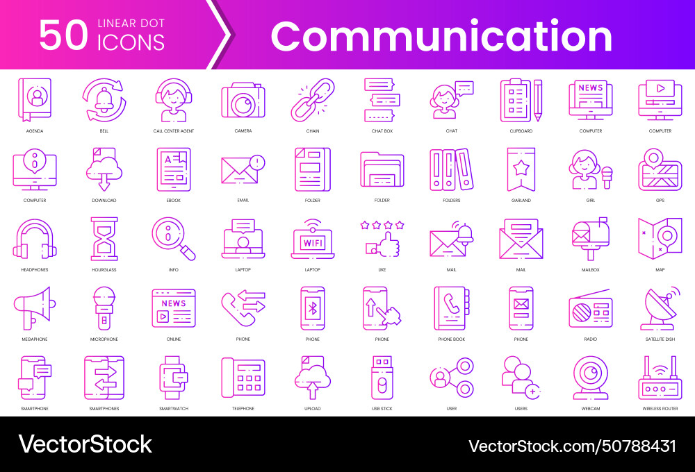 Set of communication and media icons gradient Set of communication and media icons gradient vector image
