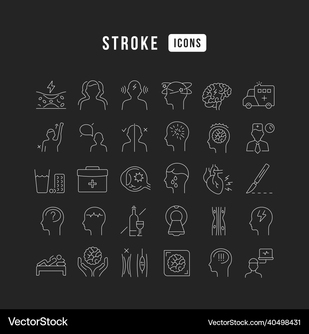 Set of linear icons stroke Set of linear icons stroke vector image