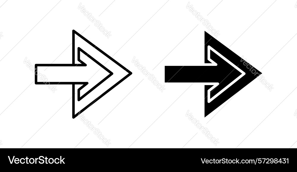 Universal right arrow icon set for navigation vector image