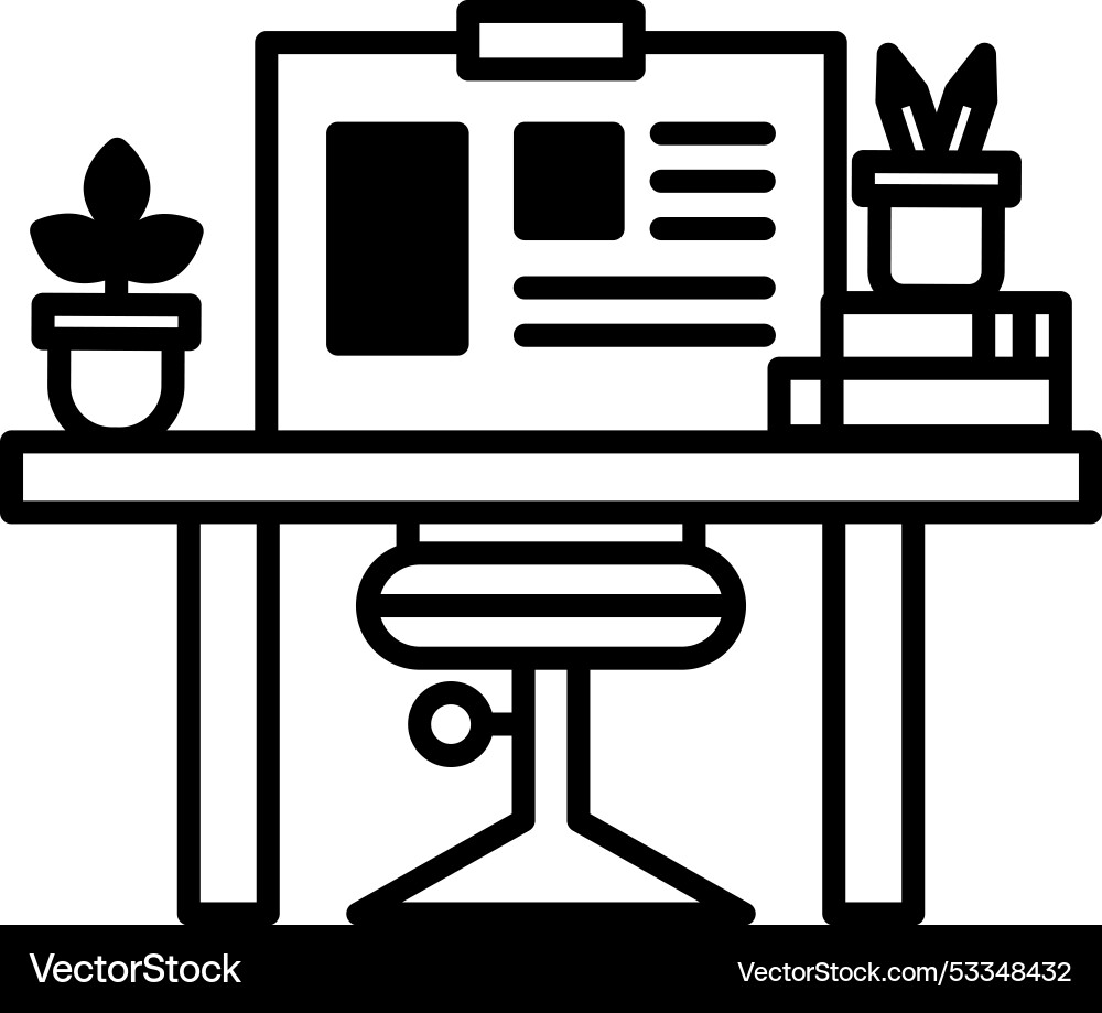 A desk with computer monitor chair A desk with computer monitor chair vector image