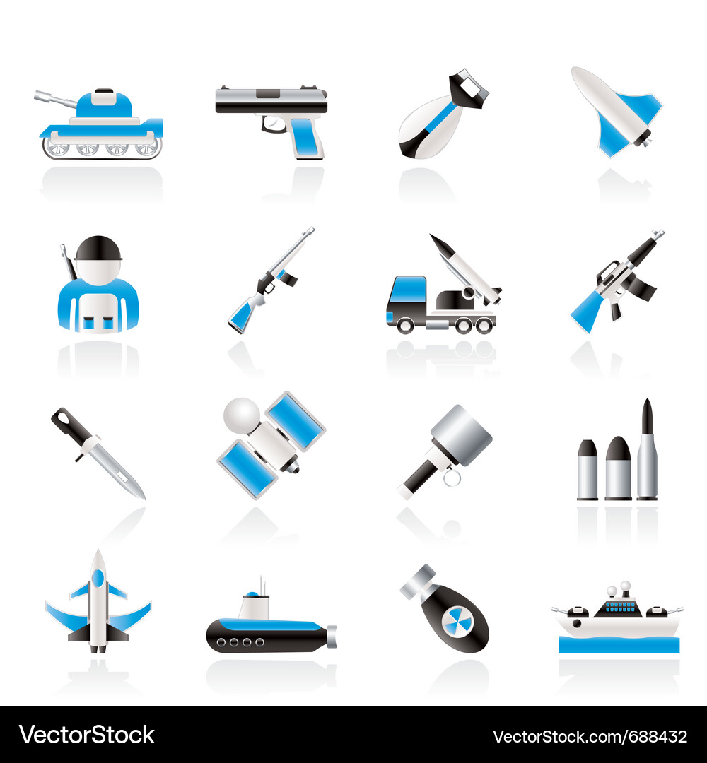Army and arms icons Vector Image