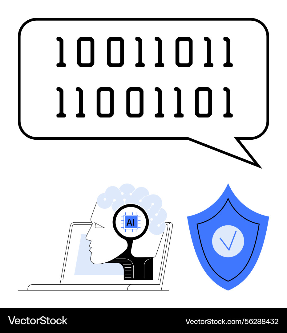 Artificial intelligence and cybersecurity concept Artificial intelligence and cybersecurity concept vector image