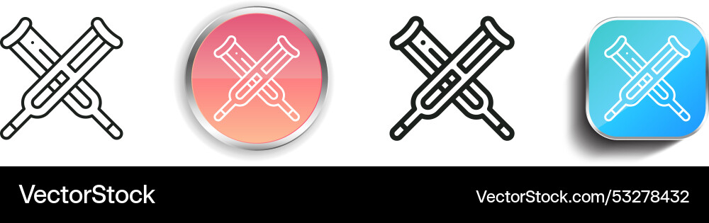 Crutches icon thin linear regular and button vector image