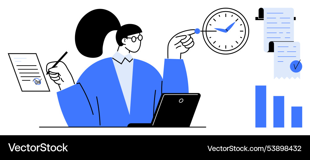 Efficient time management by a professional Efficient time management by a professional vector image