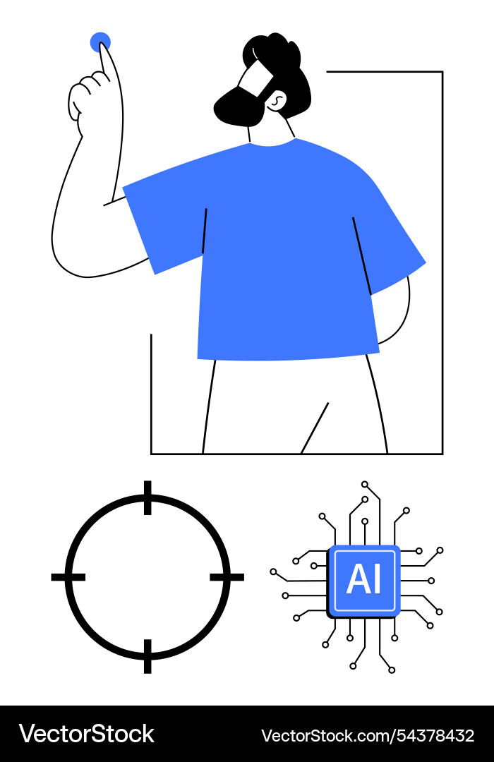 Man interacting with ai technology represented Man interacting with ai technology represented vector image