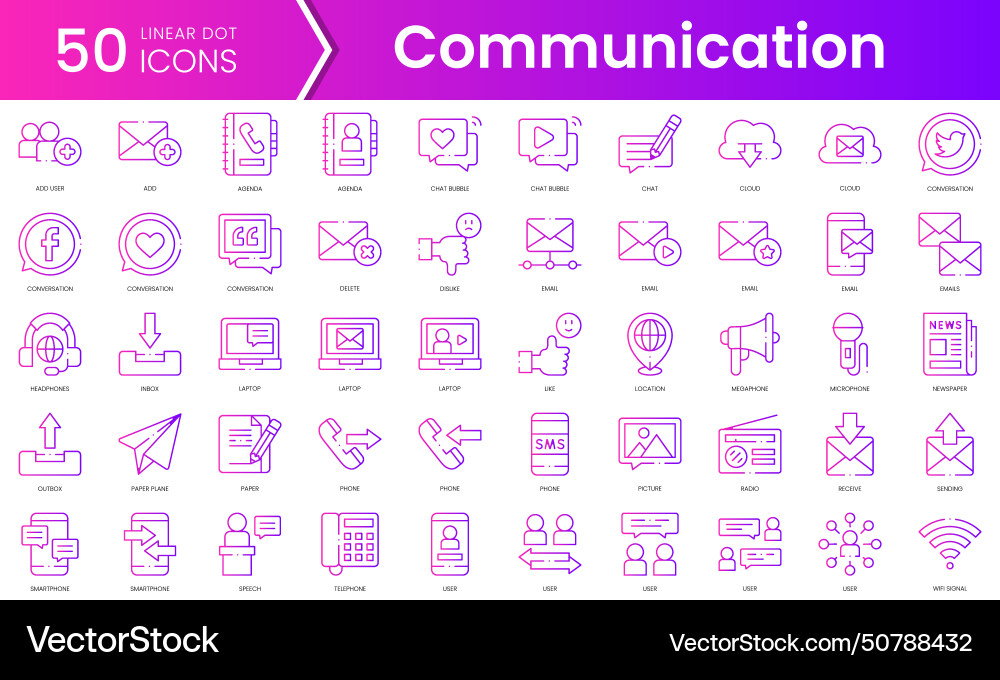 Set of communication icons gradient style icon Set of communication icons gradient style icon vector image