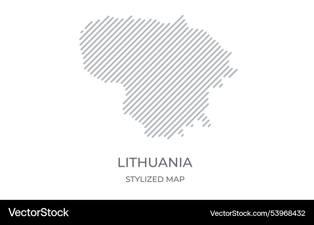 Stylized linear map of lithuania in minimalistic vector image