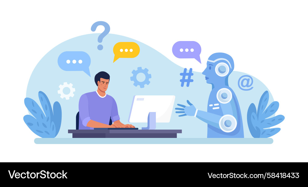 AI Chatbot for Client Interaction Vector Image