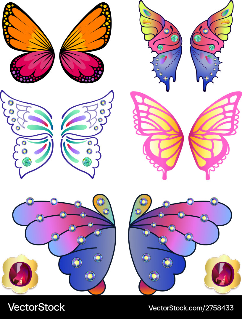 Colorful Gem Butterfly Wings Vector Image