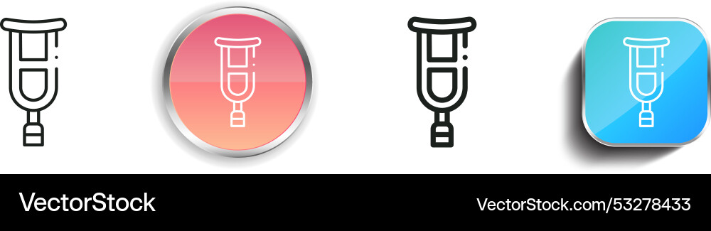 Crutches icon thin linear regular and button Crutches icon thin linear regular and button Vector Image