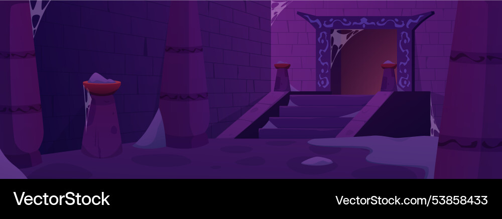 Dark empty dungeon with remnants of ash cobwebs vector image