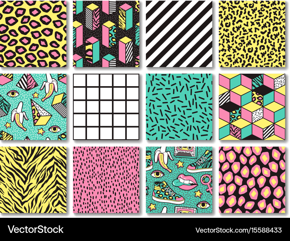 Memphis Style Pattern Set vector image