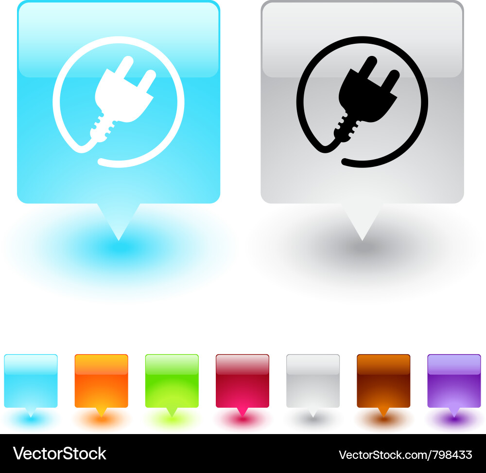 Power Button Icon - Square Shape vector image